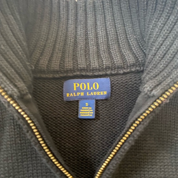 Polo Ralph Lauren Black 100% Cotton Thick Knit 1/4 Zip Sweater Boys 5 Old Money - Picture 10 of 13